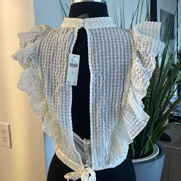 Maeve Textured Cream Ruffle Blouse - Picture 10 of 13